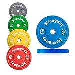 Strongway® Olympic Bumper Weight Plates Colour Coded (5KG 10KG 15KG 20KG 25KG) Discs for Barbell - 2 Inch (2") / 50mm Hole - Weight Lifting Workout Home Gym Fitness (2 X 5KG)