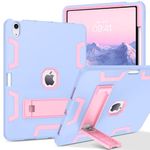 Telaso for iPad Air Case 13 inch 2024, Heavy Duty Shockproof Protective Kickstand 3 Layers Hybrid Soft Silicone Hard PC Kids Tablet Case with Pencil Holder for iPad Air 13" 2024, Pink/Blue