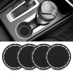 Car Coasters, 4 Pack Anti Slip Car Cup Holder Coaster, Cup Holder Insert Coaster for Most Car Interior (2.75 Inch Diameter, Black)