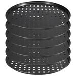 ZEONHEI 6 Pack 12 Inch Non Stick Pizza Tray, Pizza Dough Tray for Oven, Round Pizza Baking Pan with Holes for Making Pizza, 32CM x 1.5CM, Black