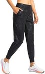 Soothfeel Women's Joggers with Zipper Pockets High Waisted Athletic Workout Yoga Pants Joggers for Women Regular (Black Leopard, X-Small)