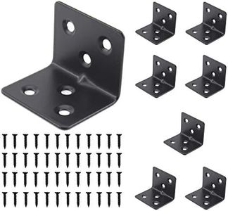 Heavy Duty Stainless Steel Corner Bracket,ULIFESTAR L Shaped Shelf Bracket 90 Degree Corner Brace Large Joint Right Angle L Bracket for Furniture Wood Cabinets Shelves 8 Pack Black(38x30x30mm)