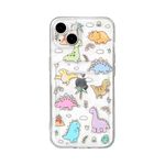 NITITOP Compatible for iPhone 13 Case Cute Clear with Card Holder Dinosaur Pattern Protective Soft TPU Shock-absorbing Wallet Case for iPhone 13-Dinosaur