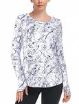 Tanst Sky Hiking Shirts Women Quick Dry, Long Sleeve Workout Golf Tops UPF 50+ Cooling Sun Protection Clothes Lightweight Moisture Wicking Tshirts Quick Dry Fishing Running Activewear White L
