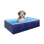 KOPEKS Outdoor Rectangular Swimming Pool Bathing Tub - Portable Foldable - Medium - 37" x 24" - Blue