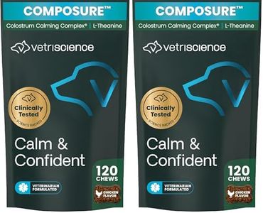 VetriScience Calm & Confident Chews, Composure Clinically Tested Calming & Anxiety Supplement for Dogs, Reduce Stress and Fear, Ideal for Thunderstorms, Fireworks & Travel 120 Count (Pack of 2)