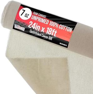 U.S. Art Supply 7-Ounce Unprimed 24" Wide x 6 Yards (18 Feet) Long Unstretched Canvas Roll - 100% Cotton, Woven, Acid-Free - Oil & Acrylic Painting, Murals, Backdrop - Cut to Stretcher Bar Frame Size