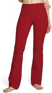 Houmous S-XXXL 29''31''33''35'' Inseam Women's Cotton Bootcut Pants Inner Pocket(Regular-33 Inseam-Hot Red, XXX-Large)