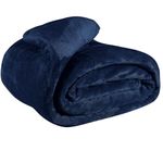 EHC Fleece Blanket Sofa Bed - King Size Cozy Blanket for Bed Fluffy Soft Large Throw, Navy Blue, 220x240cm