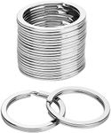 Wayliea Stainless Steel Key Chain Rings Silver, Flat Split Metal Keyrings Bulk for Car Key Dog Tag Round Ring Keychain Clip Holder Crafts (12 Pack, 1.38 inch/35mm)