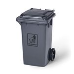 Grey garbage bin on wheels 100 L.