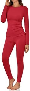 LILLUSORY Womens Long Johns Thermal Underwear Set Red XL