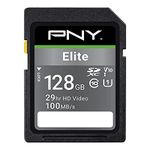 PNY 128GB Elite Class 10 U1 V10 SDXC Flash Memory Card - 100MB/s, Class 10, U1, V10, Full HD, UHS-I, Full Size SD