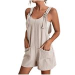 Returns Pallet Rompers for Women 2024 Shorts Loose Sleeveless Tie Knot Strap Jumpsuits Casual Wide Leg Overalls with Pockets