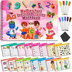 Curious 2 Learn Preschool Learning Activities Workbook | Tracing Kindergarten Resources Workbooks I ABC Learning for Toddlers | Busy Book | 4 Year Old Girl Birthday Gift | Pink