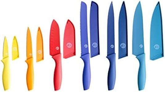 MasterChef Kitchen Knife Set with Covers, 6 Professional Chef Knives for Home Kitchens, Extra Sharp Cutting Stainless Steel Blades & Protective Sheaths, Soft-Touch Easy-Grip Handles, Vivid Colors