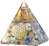 Anaya Agate Orgone Pyramid – Moonstone Healing Crystal Pyramid – Orgonite Pyramid for Mental and Spiritual Enhancement – Meditation Pyramid for Stress Relief, Luck, Wealth