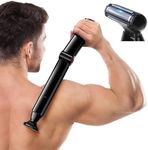 FERRISA Back Shavers for Men with Long Handle, Mens Back Shavers with Facial Razor, Body Shaver with Adjustable Curved Handle, Body Groomers Men's Back Shaver with 2 Shock Absorber Flex Heads (Black)