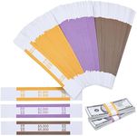 300-Pack Money Bands for Cash With Self-Adhesive Assorted Labels Including 1000, 2000, 5000, Currency Straps, Bill Wrappers for Home, Business Use, 3 ABA Standard Colors