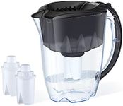 AQUAPHOR 7 Cup Black Ideal Fridge Water Filter Pitcher with 3 x B15 Filters, Easy Fill Sliding lid, Reduces Chlorine, limescale and Heavy Metals. BPA Free