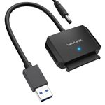 WAVLINK SATA III to USB 3.0 Cable Adapter, 5 Gbps USB 3.0 to SATA Adapter Converter/Connector for 3.5" HDD & 2.5" HDD/SSD with 12V2A Power Adapter, Max 18TB, UASP, TRIM, S.M.A.R.T, Auto-sleep Mode