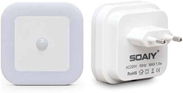 SOAIY [2 PCS] Luces pasillo sensor movimiento Blanco Cálido, luz nocturna sensor movimiento enchufe LED, luz nocturna infantil enchufe para pasillos, baños, habitaciones, cocinas