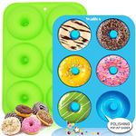 Walfos Silicone Donut Mold - Non-Stick Silicone Doughnut Pan Set, Just Pop Out! Heat Resistant Up to 450°F, Make Perfect Donut Cake Biscuit Bagels, BPA Free and Dishwasher Safe, Set of 2