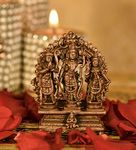 Bhimonee Decor Pure Copper Handmade Lord Ram Darbar Murti | Rama Sita Lakshman Hanuman Statue | Ram Parivar Murti for Home Temple Blessing, Happiness, Health, Wealth | Small Size 2.65 Inch