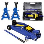 Feidak 2 Ton Trolley Jack Hydraulic Car Jack with Carry Case + Heavy Duty 3T Axle Stand Car Support, Made Solid Steel