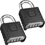 Diyife Heavy Duty Combination Padlocks Outdoor, [Weatherproof] [2 Pack] 52mm Large 4 Digit Locker Padlock with 8mm Thick 304 Stainless Steel Shackle for Garage, Home, School, Gate, Shed, Fence (Black)