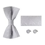 Epoint Men's Fashion Checker Silk Pre-tied Bowtie Cufflink Hanky Set, Gainsboro-c.b.o.c.017, One Size