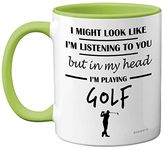 Stuff4 Golf Gifts for Men - in My Head I'm Playing Golf Mug - Funny Golf Presents for Men, Gifts for Golfers Men, Golf Presents, Golf Lover Gift Ideas, 11oz Ceramic Green Handle Premium Mugs