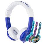 BuddyPhones Explore Foldable, Volume-Limiting Kids Headphones, Built-in Microphone, BuddyCable for Sharing, Perfect for iPad, iPhone, Fire, and Android, Blue