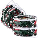 Shappy Christmas Wreath Storage Container 30 Inch Wreath Storage Bags Plastic Wreath Bags with Dual Zippers and Handles for Xmas Thanksgiving Holiday Artificial Wreath Storage(Clear, 4 Pieces)