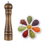 Zhart Long 10" Size Oak Solid Wooden Salt and Pepper Mill Grinder with Adjustable Coarseness Setting for Home Kitchen Party Gift