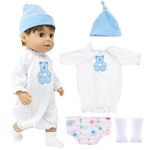 Doll Clothes for 18 Inch Baby Dolls, Sweet Pajamas Outfits Summer Nightgown Hat Underpants and Socks for 35-45 cm New Baby Dolls Girls Birthday(No Doll)