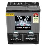 Voltas Beko, A Tata Product 9 Kg 5 Star Semi-Automatic Top Loading Washing Machine (WTT90UHA/OK5B1B1S23, Black, Pulsator Wash Method and Double waterfall technology)