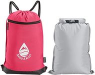 Skog Å Kust GymSak 2-in-1 Drawstring Cinch Bag with Removable Waterproof Dry Bag, Pink, 10L, Traveling