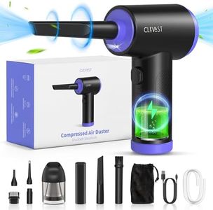 CLEVAST Compressed Air Duster Cleaner for PC, 3-Speed Electric air Duster with LED Light, Air Blower Cleaner for Laptop, Keyboard, Electronics, Replaces Compressed Air Can