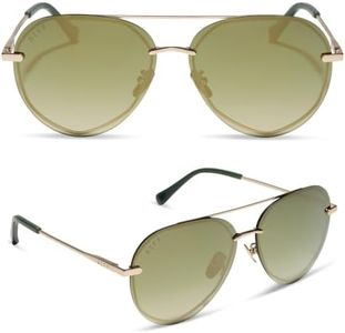DIFF Lenox Gold + Aloe Green Gradient, Designer Oversized Aviator Sunglasses for Women UV400 Polarized Protection