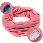 Ready + Steady - RFID Travel Scarf, Infinity Scarf, 2 Hidden Zipper Pockets (Dirty Pink)