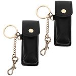 minkissy 2pcs Lipstick Holder Keychain Balm Holders Pouch Holder Keychain Lipstick Case Holder for Women Girls (Black)