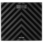 Salter SA00287 BAFEU16 Digital Bathroom Scale - 180kg Capacity, Large Tempered Glass Platform, Easy Read LCD Display, Chevron Design, Step On Instant Weight Reading, Battery & Carpet Feet Included