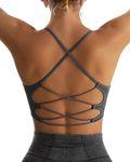 RUNNING GIRL Sports Bras for Women,Sexy Crisscross Back Seamless Padded Sports Bra Medium Support with Removable Pads, Grey, Medium