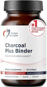 Designs for Health Charcoal Plus Binder - Zeolite Detox Process with Activated Charcoal, Organic Chlorella - Toxin Binder for Full Body, GI & Gut Detox Support (60 Softgels)