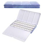 PATIKIL Empty Watercolor Palette, Metal Watercolor Tin with 52pcs Half Pans Paint Case with Lid Paint Box for Travel Gouache Oil Painting, Blue 52 Wells