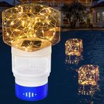 Chsuiwe Pool Chlorine Floater Solar Light, Floating Pool Chlorine Dispenser with Adjustable Release,Chlorine Tablet Floater for 4*3'' Tablets, Chlorine Holder for Pool, Hot Tub, Spa Chemical Dispenser