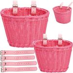 Yopay 2 Pack Bike Basket for Girls, Kids Bicycle Basket Front Handlebar for Balance Bike, Tricycle, Scooter for Arts and Crafts, 9 in/ 8In
