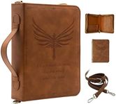 Lookyeetomorr Bible Cover,Bible Cover Case for Women,Men&Children with Detachable Shoulder Strap,Handle for Bible and Other Book Accessories,Christian Art Gifts,PU Leather, Church Bag,Brown