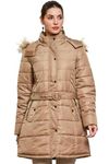 WIIES Snow Winter Jacket For Women Full Sleeves Long Jacket Polar Fleece Zipper Hooded Warm Jackets, Offering Cozy Warmth and Fashionable Sophistication_(Beige_XXL)